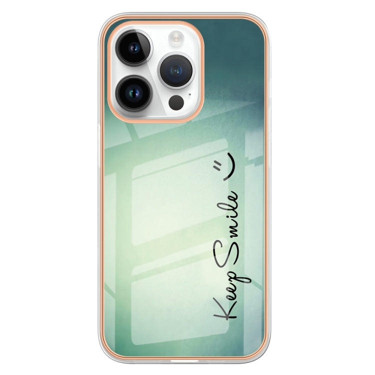 For iPhone 16 Pro Max Electroplating Marble Dual-side IMD Phone Case(Smile)