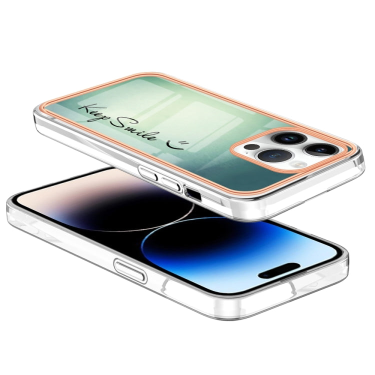 For iPhone 16 Pro Max Electroplating Marble Dual-side IMD Phone Case(Smile)