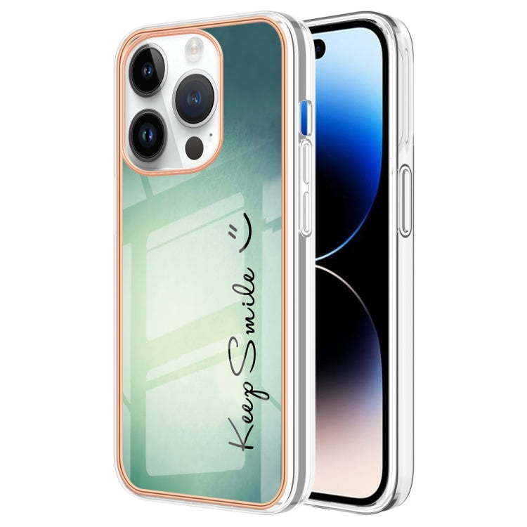 For iPhone 16 Pro Electroplating Marble Dual-side IMD Phone Case(Smile)