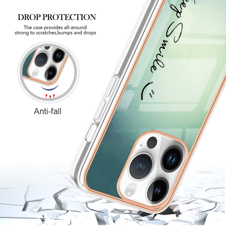 For iPhone 16 Pro Electroplating Marble Dual-side IMD Phone Case(Smile)