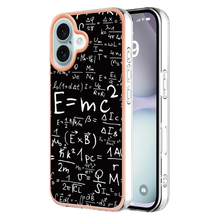 For iPhone 16 Plus Electroplating Marble Dual-side IMD Phone Case(Equation)