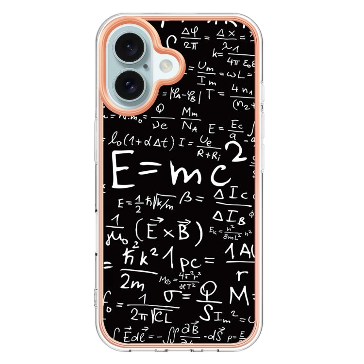 For iPhone 16 Plus Electroplating Marble Dual-side IMD Phone Case(Equation)