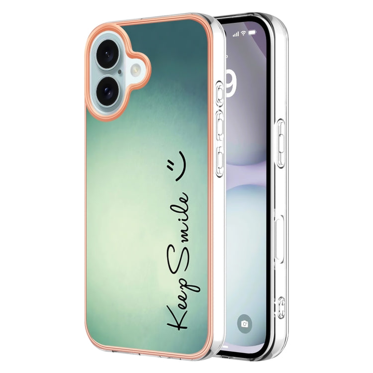For iPhone 16 Electroplating Marble Dual-side IMD Phone Case(Smile)