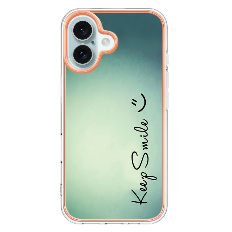 For iPhone 16 Electroplating Marble Dual-side IMD Phone Case(Smile)