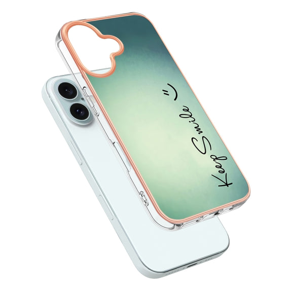 For iPhone 16 Electroplating Marble Dual-side IMD Phone Case(Smile)