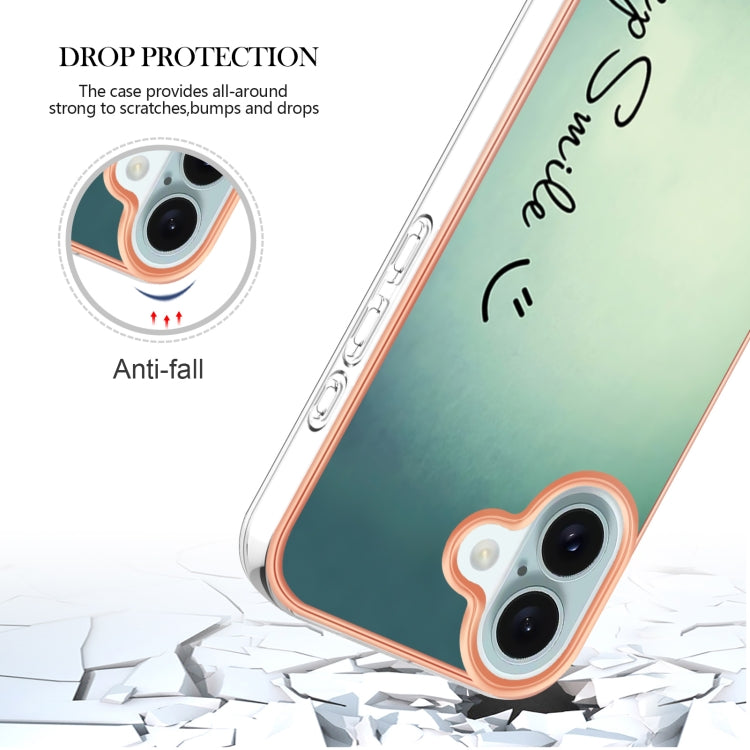 For iPhone 16 Electroplating Marble Dual-side IMD Phone Case(Smile)