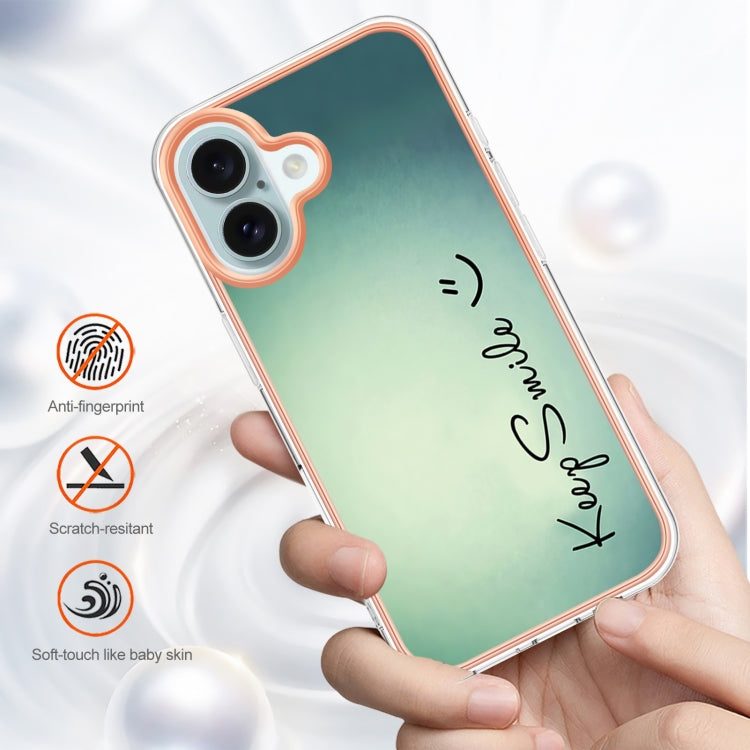 For iPhone 16 Electroplating Marble Dual-side IMD Phone Case(Smile)