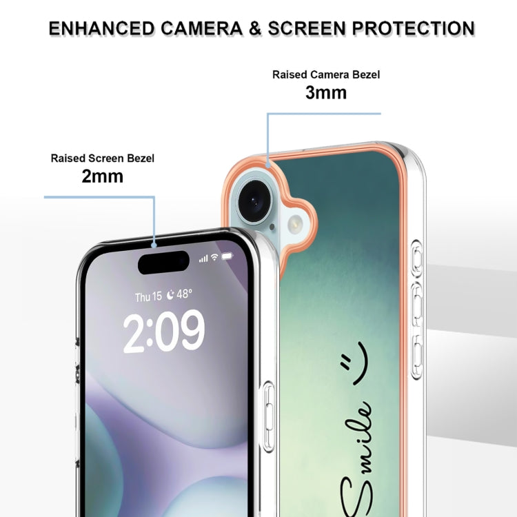 For iPhone 16 Electroplating Marble Dual-side IMD Phone Case(Smile)
