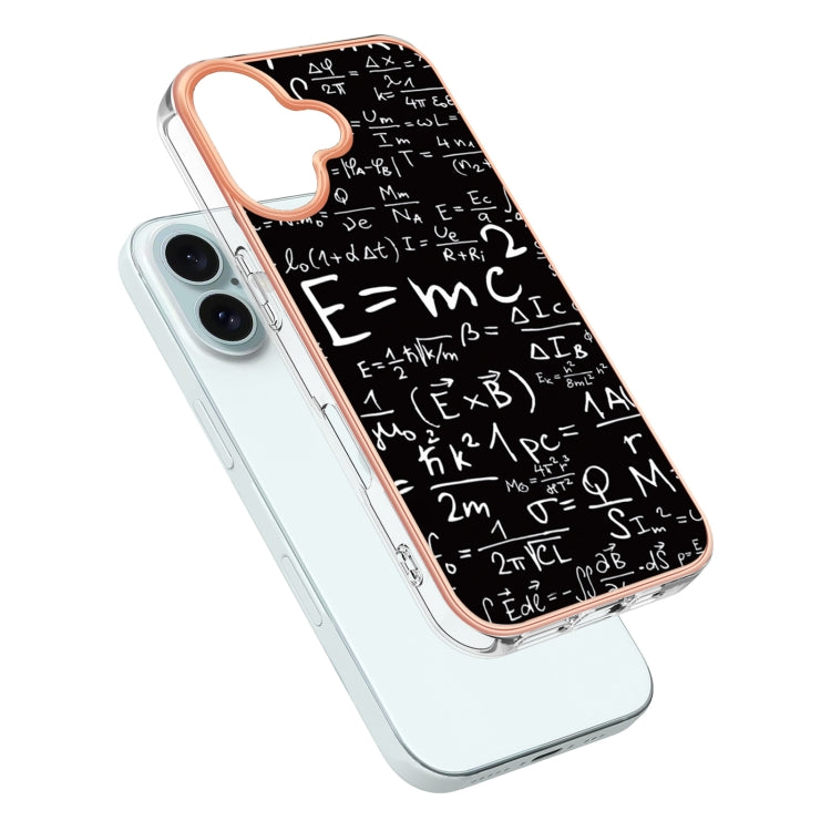 For iPhone 16 Electroplating Marble Dual-side IMD Phone Case(Equation)