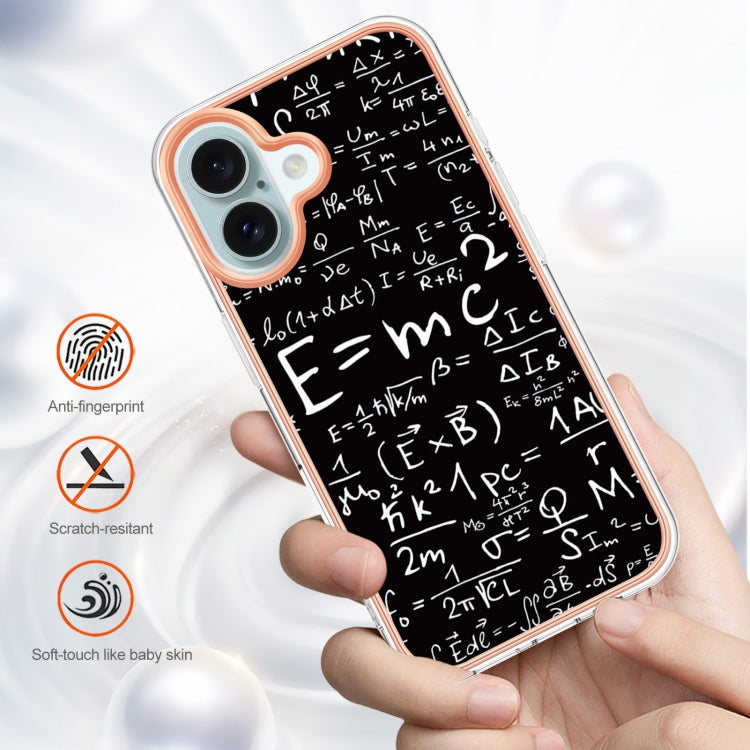 For iPhone 16 Electroplating Marble Dual-side IMD Phone Case(Equation)
