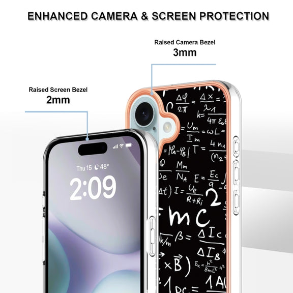 For iPhone 16 Electroplating Marble Dual-side IMD Phone Case(Equation)