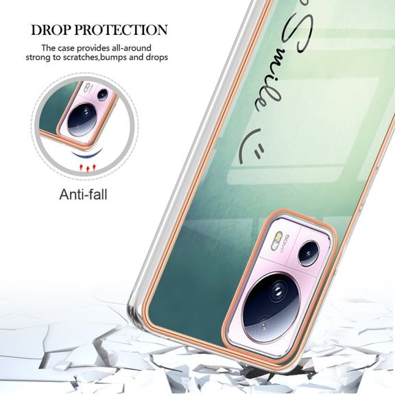 For Xiaomi 13 Lite 5G Electroplating Marble Dual-side IMD Phone Case(Smile)