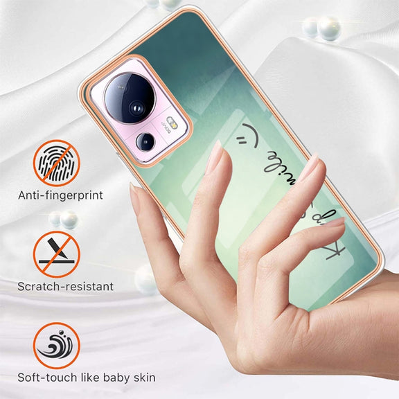 For Xiaomi 13 Lite 5G Electroplating Marble Dual-side IMD Phone Case(Smile)