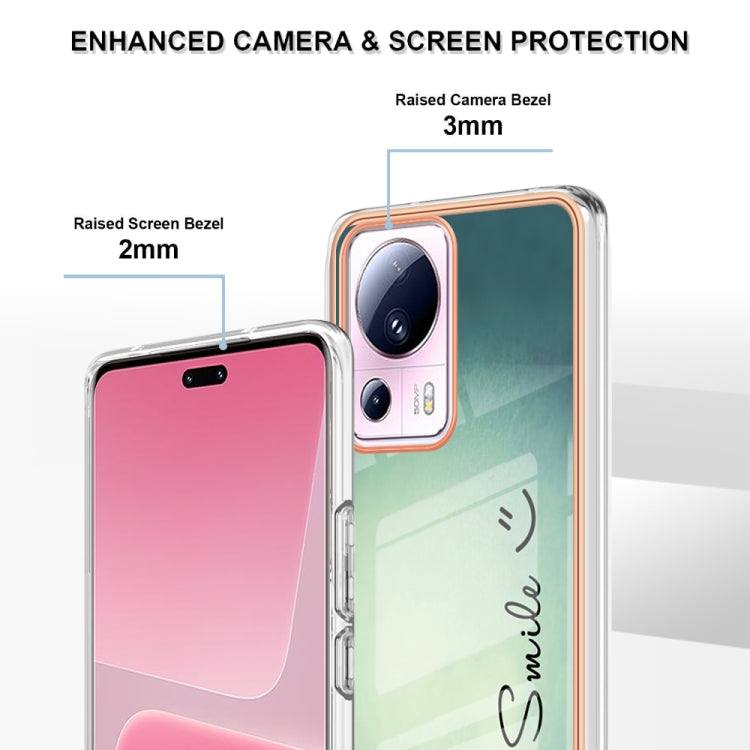 For Xiaomi 13 Lite 5G Electroplating Marble Dual-side IMD Phone Case(Smile)
