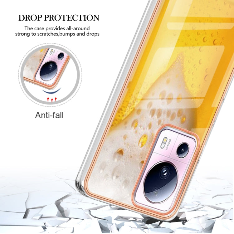 For Xiaomi 13 Lite 5G Electroplating Marble Dual-side IMD Phone Case(Draft Beer)