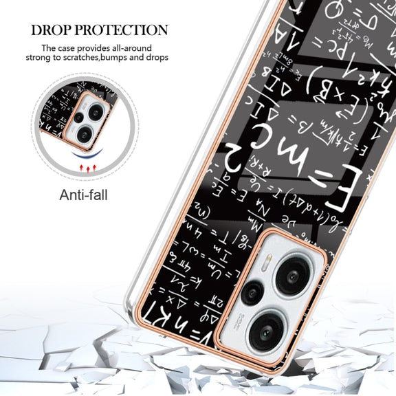 For Xiaomi Poco F5 / Redmi Note 12 Turbo Electroplating Marble Dual-side IMD Phone Case(Equation)