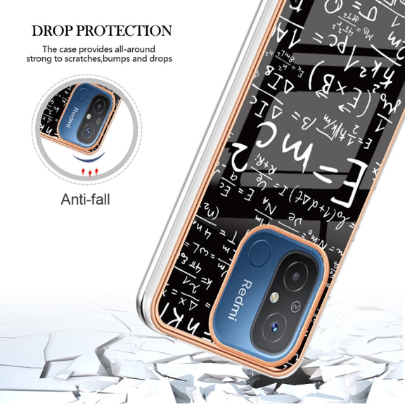 For Xiaomi Redmi 12C / 11A 4G Electroplating Marble Dual-side IMD Phone Case(Equation)