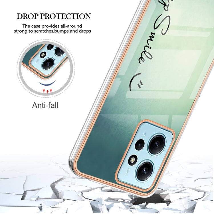 For Xiaomi Redmi Note 12 4G Electroplating Marble Dual-side IMD Phone Case(Smile)