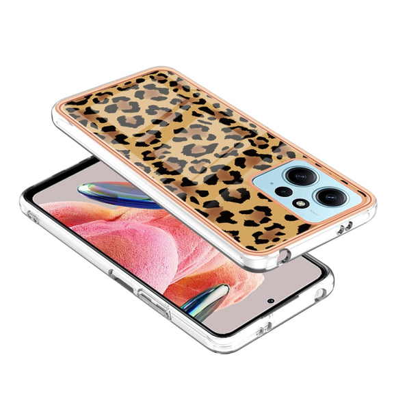 For Xiaomi Redmi Note 12 4G Electroplating Marble Dual-side IMD Phone Case(Leopard Print)