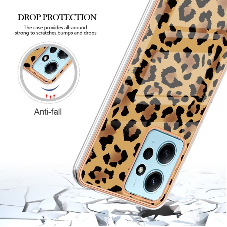 For Xiaomi Redmi Note 12 4G Electroplating Marble Dual-side IMD Phone Case(Leopard Print)