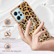 For Xiaomi Redmi Note 12 4G Electroplating Marble Dual-side IMD Phone Case(Leopard Print)
