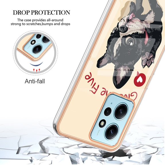 For Xiaomi Redmi Note 12 4G Electroplating Marble Dual-side IMD Phone Case(Lucky Dog)