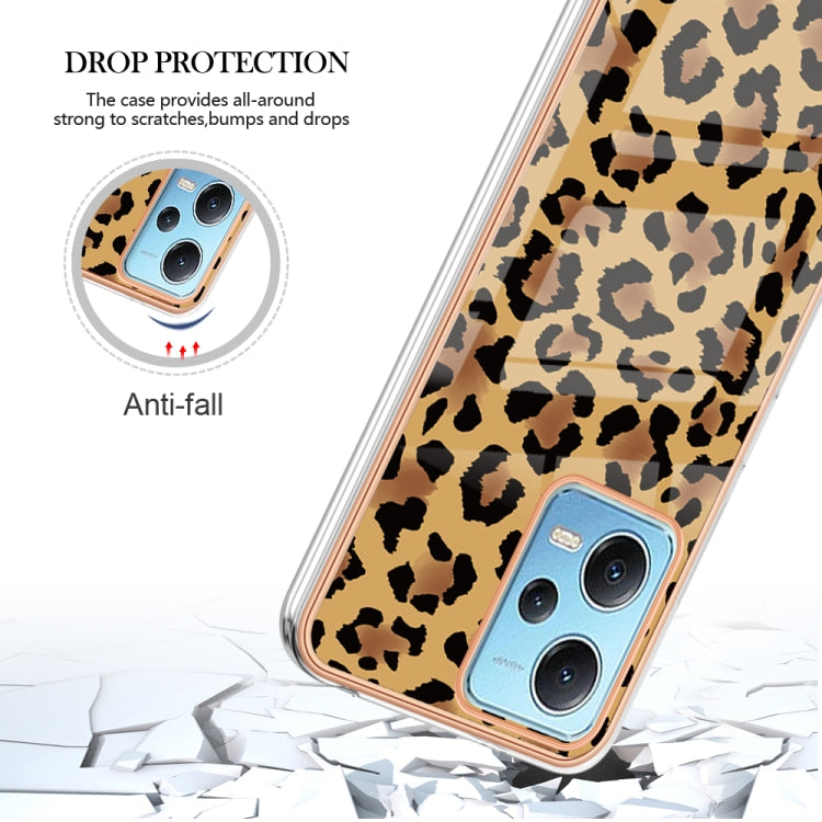 For Xiaomi Redmi Note 12 5G Global Electroplating Marble Dual-side IMD Phone Case(Leopard Print)
