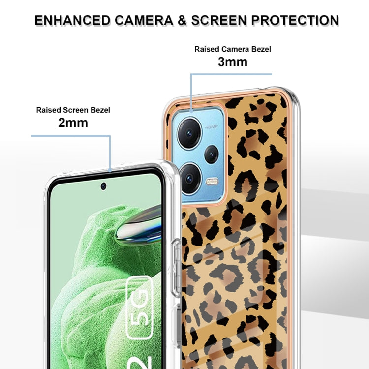 For Xiaomi Redmi Note 12 5G Global Electroplating Marble Dual-side IMD Phone Case(Leopard Print)