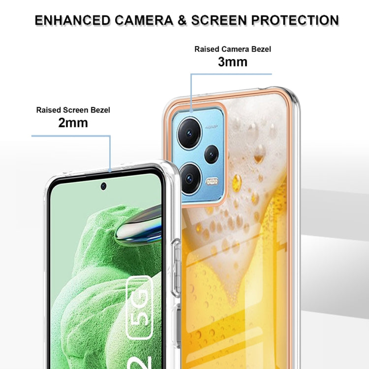 For Xiaomi Redmi Note 12 5G Global Electroplating Marble Dual-side IMD Phone Case(Draft Beer)