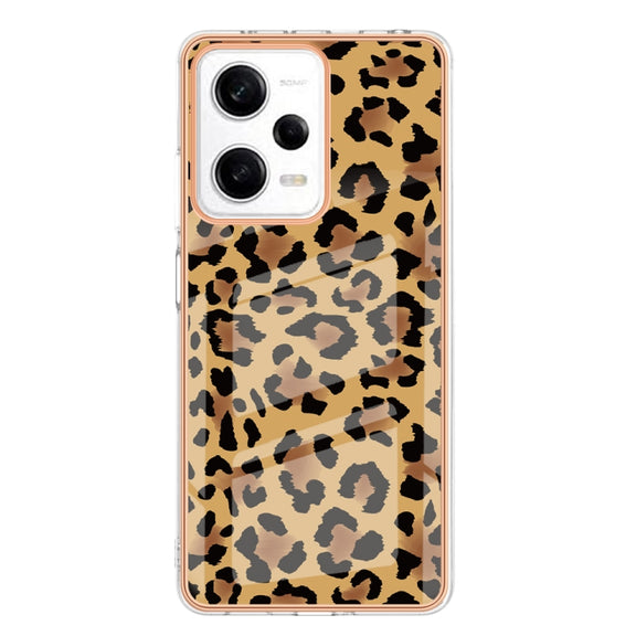 For Xiaomi Redmi Note 12 Pro 5G Global Electroplating Marble Dual-side IMD Phone Case(Leopard Print)