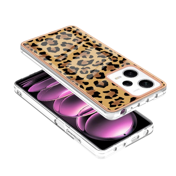 For Xiaomi Redmi Note 12 Pro 5G Global Electroplating Marble Dual-side IMD Phone Case(Leopard Print)