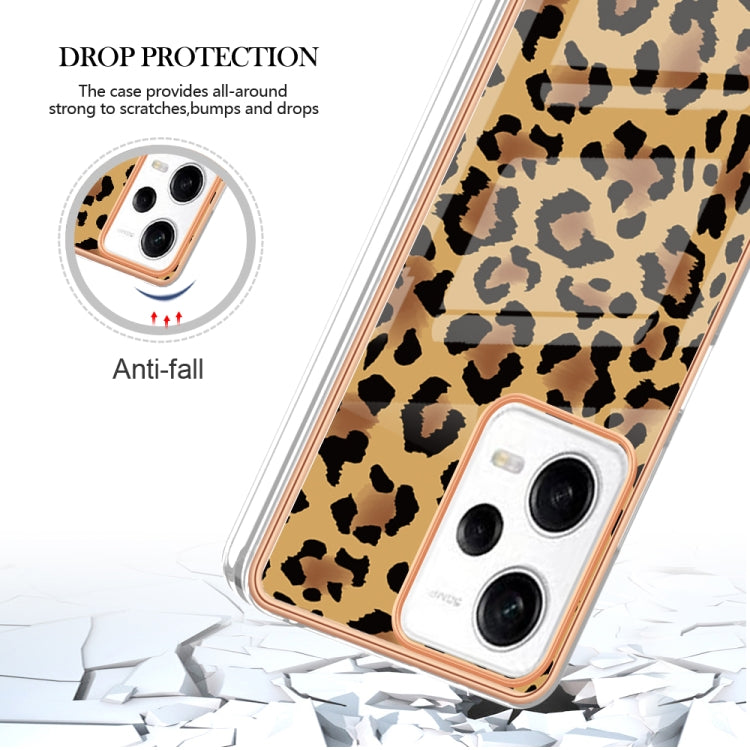For Xiaomi Redmi Note 12 Pro 5G Global Electroplating Marble Dual-side IMD Phone Case(Leopard Print)