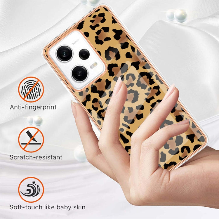 For Xiaomi Redmi Note 12 Pro 5G Global Electroplating Marble Dual-side IMD Phone Case(Leopard Print)