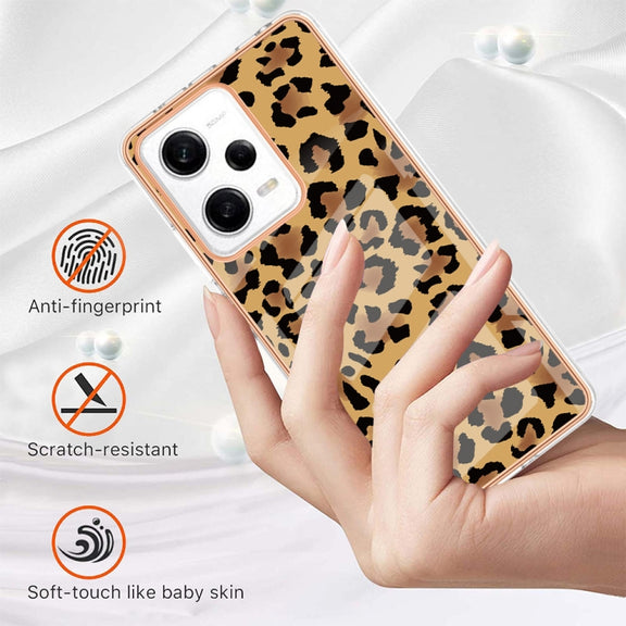 For Xiaomi Redmi Note 12 Pro 5G Global Electroplating Marble Dual-side IMD Phone Case(Leopard Print)
