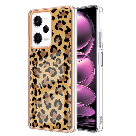 For Xiaomi Redmi Note 12 Pro 5G Global Electroplating Marble Dual-side IMD Phone Case(Leopard Print)