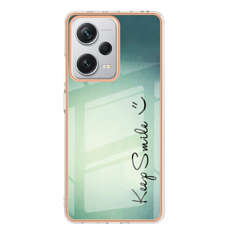 For Xiaomi Redmi Note 12 Pro+ Global Electroplating Marble Dual-side IMD Phone Case(Smile)