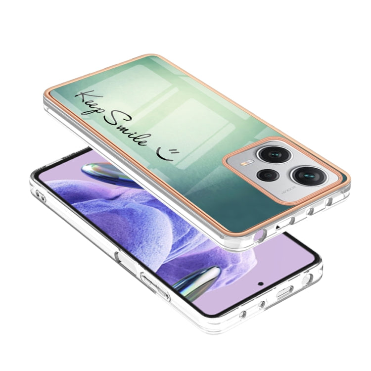 For Xiaomi Redmi Note 12 Pro+ Global Electroplating Marble Dual-side IMD Phone Case(Smile)