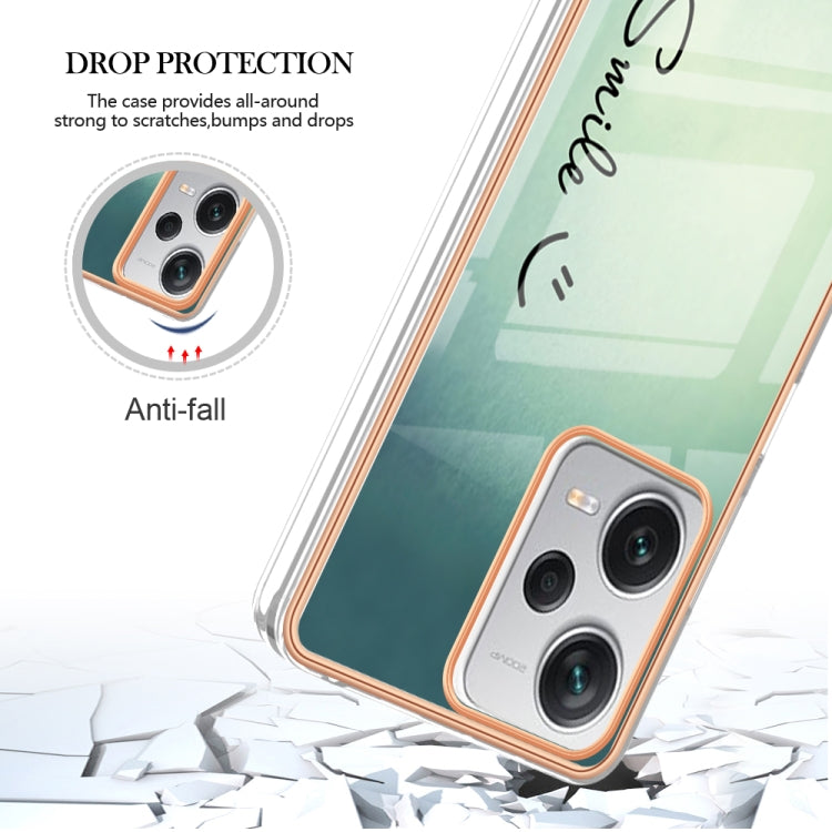 For Xiaomi Redmi Note 12 Pro+ Global Electroplating Marble Dual-side IMD Phone Case(Smile)