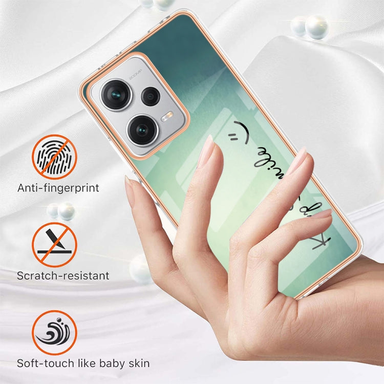 For Xiaomi Redmi Note 12 Pro+ Global Electroplating Marble Dual-side IMD Phone Case(Smile)
