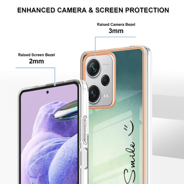 For Xiaomi Redmi Note 12 Pro+ Global Electroplating Marble Dual-side IMD Phone Case(Smile)