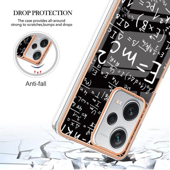 For Xiaomi Redmi Note 12 Pro+ Global Electroplating Marble Dual-side IMD Phone Case(Equation)
