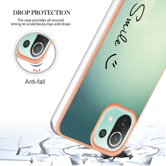 For Xiaomi 11 Lite Electroplating Marble Dual-side IMD Phone Case(Smile)