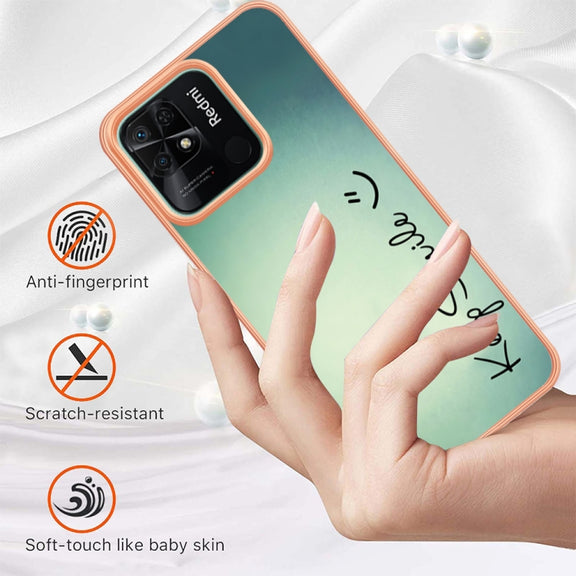 For Xiaomi Redmi 10C Electroplating Marble Dual-side IMD Phone Case(Smile)