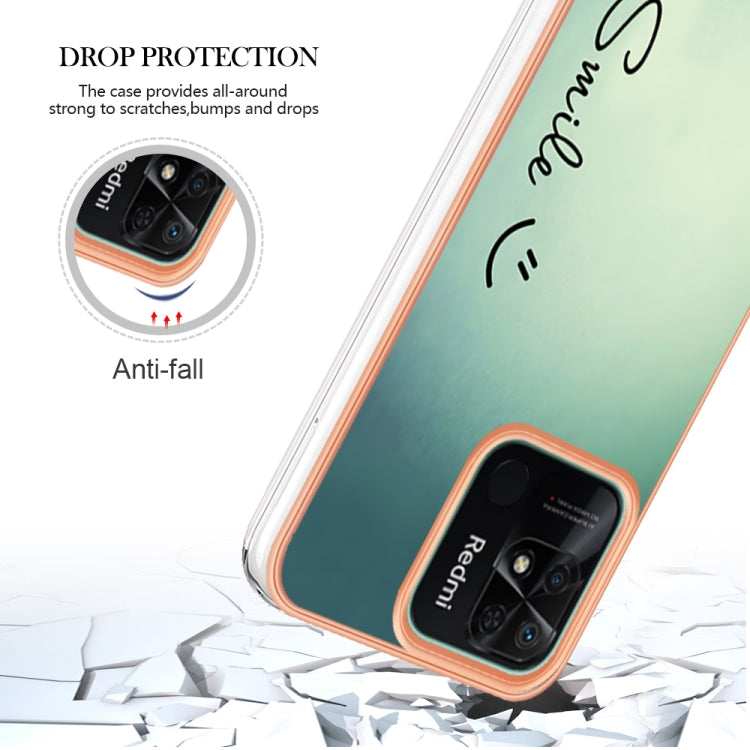 For Xiaomi Redmi 10C Electroplating Marble Dual-side IMD Phone Case(Smile)