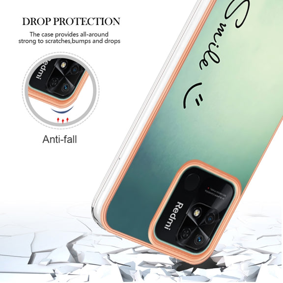 For Xiaomi Redmi 10C Electroplating Marble Dual-side IMD Phone Case(Smile)