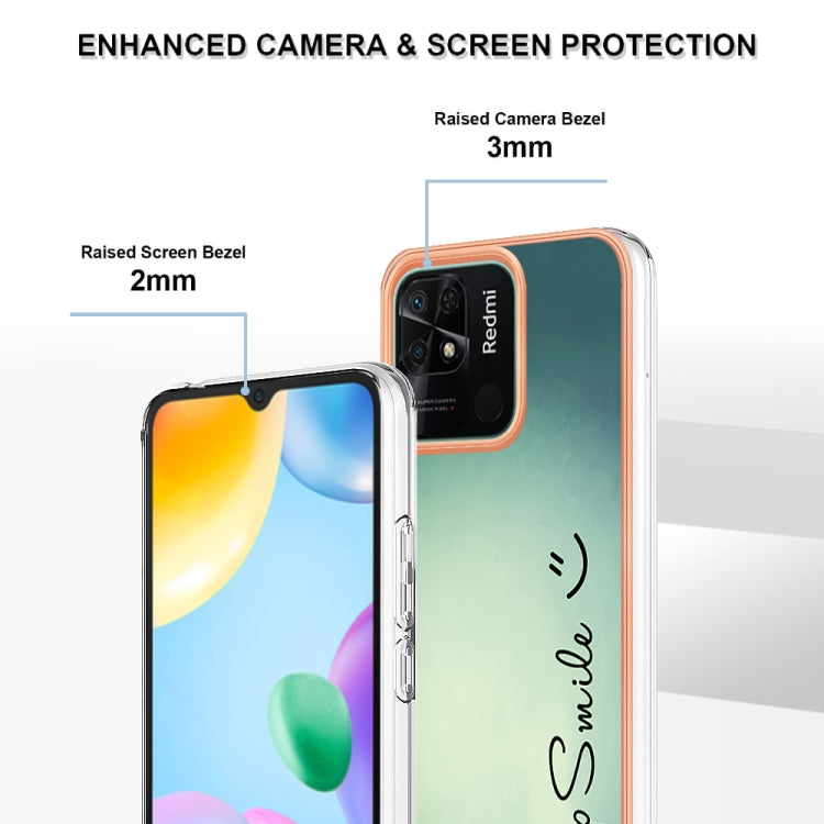 For Xiaomi Redmi 10C Electroplating Marble Dual-side IMD Phone Case(Smile)