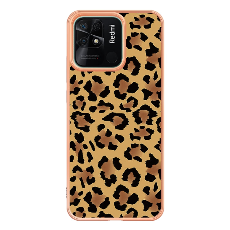 For Xiaomi Redmi 10C Electroplating Marble Dual-side IMD Phone Case(Leopard Print)