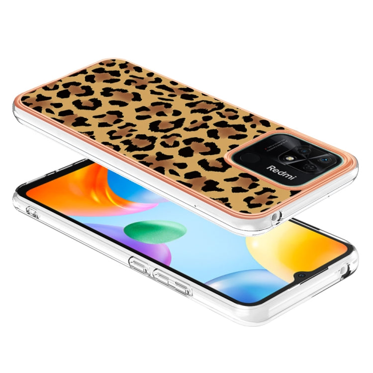 For Xiaomi Redmi 10C Electroplating Marble Dual-side IMD Phone Case(Leopard Print)