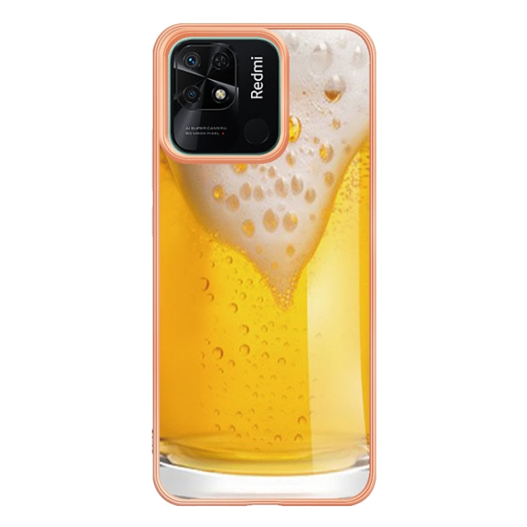 For Xiaomi Redmi 10C Electroplating Marble Dual-side IMD Phone Case(Draft Beer)