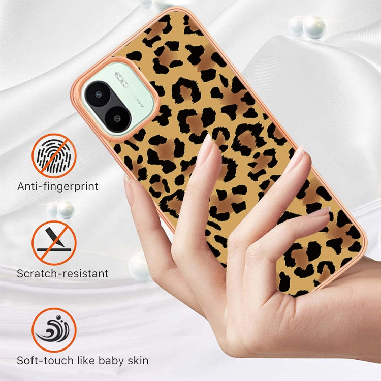For Xiaomi Redmi A1 Electroplating Marble Dual-side IMD Phone Case(Leopard Print)